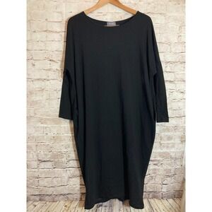 Figwood Lagenlook Dress Womens One Size Black Midi Avant Garde Artsy Art To Wear